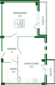 1-комнатная квартира