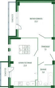 1-комнатная квартира
