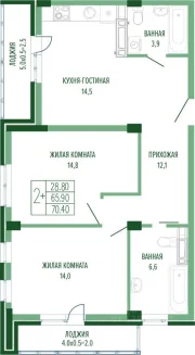2-х комнатная квартира
